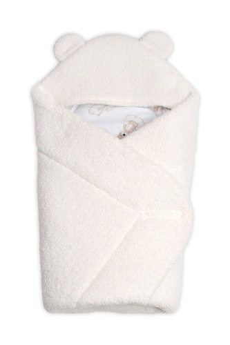 Beránková zavinovačka s kapucí bavlna/beránek, Teddy - Medvídek smetana; smetanová