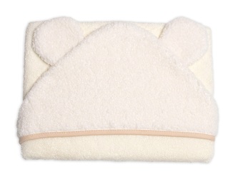 Kojenecká osuška s kapucí a oušky Boucle 80x80cm, froté -  smetanová; smetanová; 100 % bavlna, 100% froté, bouclé