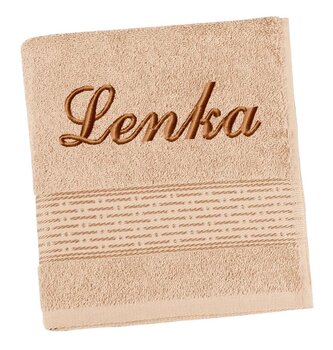 Froté ručník proužek s výšivkou jména - Béžová - 50x100 cm