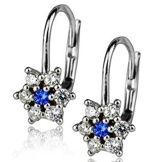 ZB73510-CB Stříbrné náušnice - kytičky se zirkony - květiny