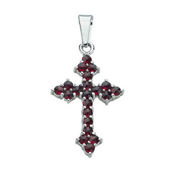 ZB5135 Stříbrný přívěsek granát - křížek