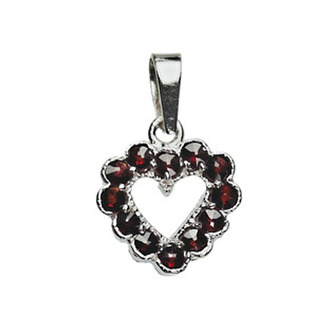 ZB5177 Stříbrný přívěsek srdíčko - granát - srdce