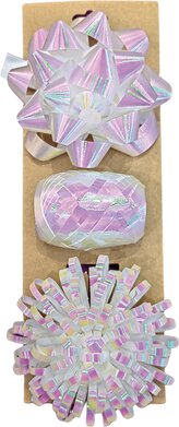 Dárková sada růžová duhově lesklá, 3 ks (stuha 10 m + 2 mašle)