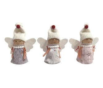 Dekorace vánoční - anděl v kožíšku 8,5cm mix