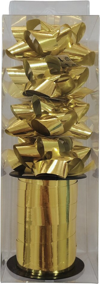 Sada dárkových mašlí, metalická zlatá, 2 ks (šířka 6 mm)