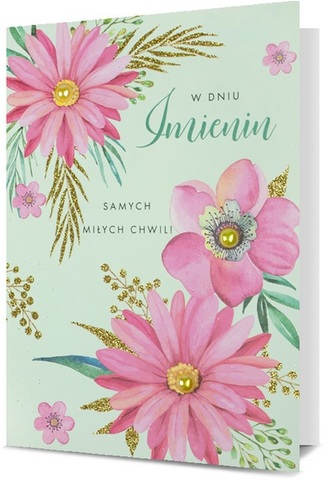 Karnet B6 HM-200 Imieniny kwiaty brokat HM-200-1686