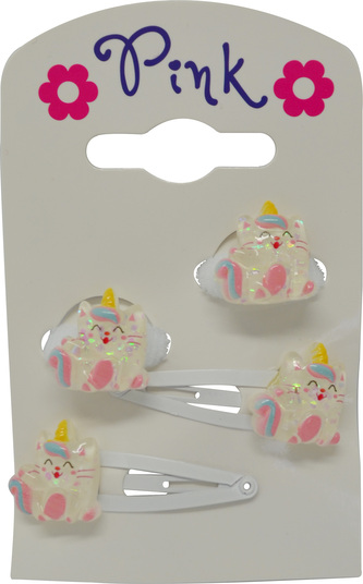 Vlasové doplňky Kočička - sada 4 ks (2 sponky, 2 gumičky)