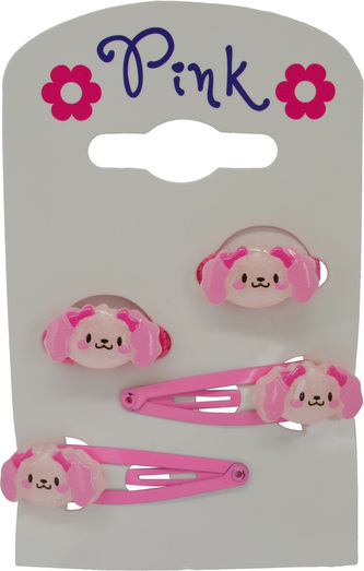 Vlasové doplňky Pejsek - sada 4 ks (2 sponky, 2 gumičky)