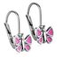 ZB53318 Dívčí stříbrné náušnice - růžoví motýlci