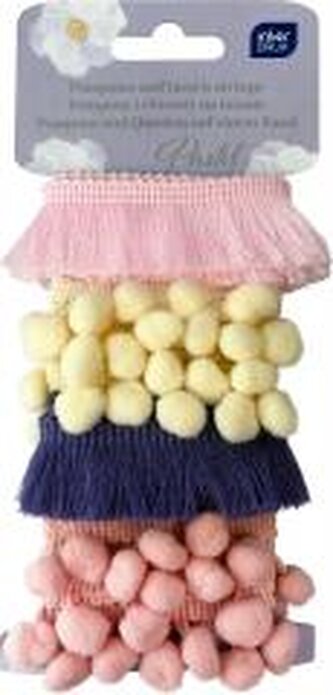 Zestaw pomponów na taśmie 4x0,7m Pastel