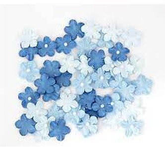 Ozdoba dekoracyjna kwiaty z perłami niebieskie op50szt GALERIA PAPIERU 252034  AR