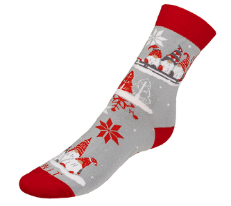 Ponožky DĚTSKÉ Trpaslíci - Šedá,Červená - 25-29