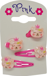 Vlasové doplňky Medvídek - sada 4 ks (2 sponky, 2 gumičky)