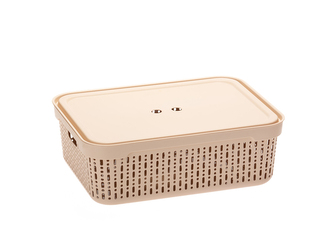 PLASTOVÝ KOŠ S VÍKEM MORSETTA XL LATTE -JAG