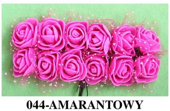 Kwiaty piankowe z tiulem śr.2,5cm/6x12szt amarant, Florystyka