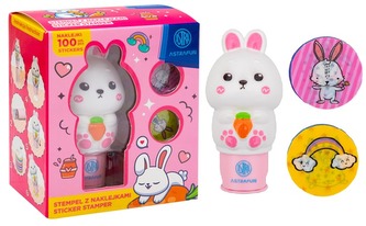 Stempel z naklejkami 100szt. Królik + książeczka Astrafun, Astra
