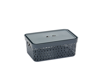 PLASTOVÝ KOŠ S VÍKEM MORSETTA L TMAVĚ ŠEDÝ -JAG