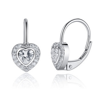NB-3153 Stříbrné náušnice srdíčka s čirými zirkony - srdce