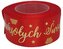 Wstążka metal Wesołych Świąt, 38mm/18mb czerwona/złoto, Florystyka