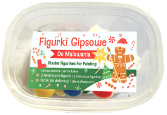 Zestaw świąteczny DIY – 2 figurki gipsowe do malowania + farbki, Beniamin