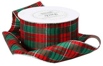 Wstążka w szkocką kratkę, 50mm/9mb, posrebrzana, Florystyka