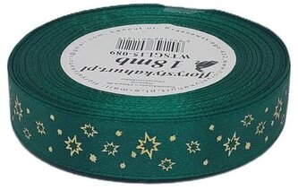 Wstążka metal Gwiazdki, 15mm/18mb, butelka/złoto, Florystyka