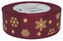 Wstążka metal Śnieżynki, 25mm/18mb, bordo/złoto, Florystyka