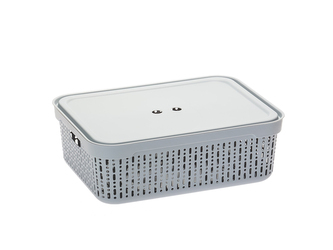 PLASTOVÝ KOŠ S VÍKEM MORSETTA XL SVĚTLE ŠEDÝ -JAG