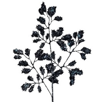 Gałązka czarny ostrokrzew zdobiona brokatem dł. 70cm, Ziemia Obiecana