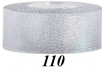 Wstążka brokatowa 38mm/22mb, srebrna, Florystyka