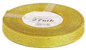 Wstążka brokatowa 12mm/27mb, złota, Florystyka