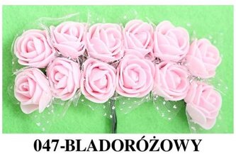Kwiaty piankowe z tiulem śr.2,5cm/6x12, blady róż, Florystyka