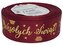 Wstążka metal Wesołych Świąt, 25mm/18mb bordo/złoto, Florystyka