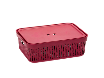 PLASTOVÝ KOŠ S VÍKEM MORSETTA XL BORDO -JAG