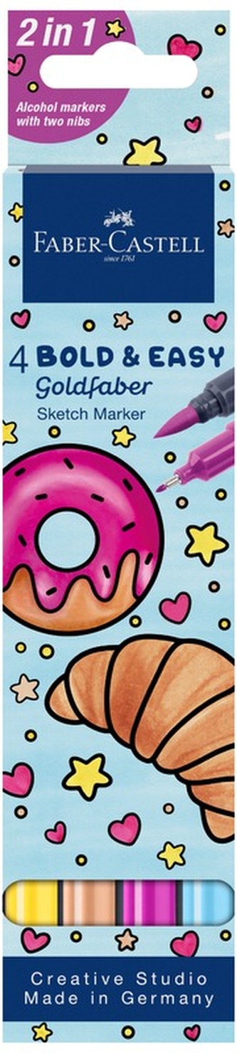 Pisak Goldfaber Sketch dwustronny zestaw Bold Easy II 4-kol., Faber-castell