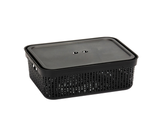 PLASTOVÝ KOŠ S VÍKEM MORSETTA XL ČERNÝ -JAG