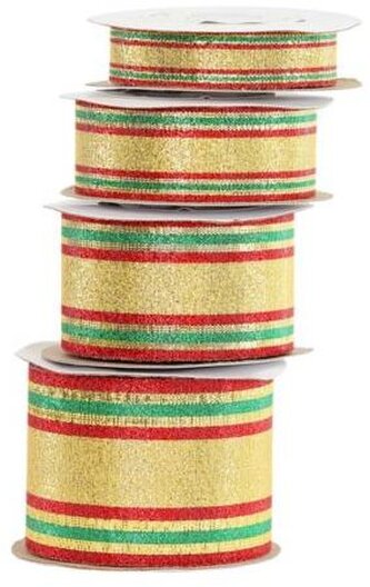 Wstążka szkocka z brokatem, 38mm/9mb, złocona M1, Florystyka