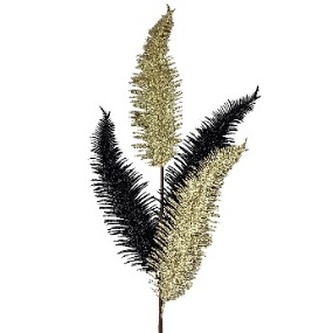 Gałązka złoto-czarne liście traw zdobione brokatem dł. 75cm, Ziemia Obiecana