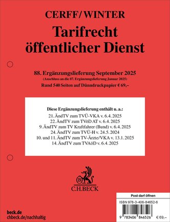 Tarifrecht öffentlicher Dienst  88. Ergänzungslieferung