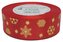 Wstążka metal Śnieżynki, 25mm/18mb, czerwona/złoto, Florystyka