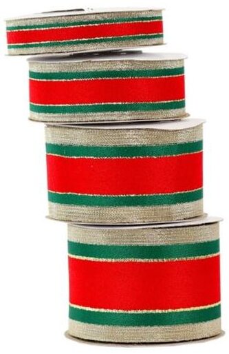 Wstążka szkocka z brokatem, 25mm/9mb, złocona M2, Florystyka