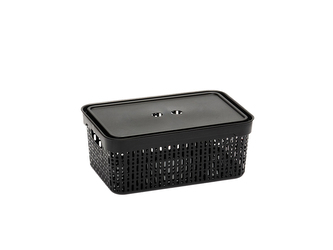 PLASTOVÝ KOŠ S VÍKEM MORSETTA L ČERNÝ -JAG