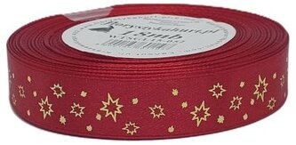 Wstążka metal Gwiazdki, 15mm/18mb, c.czerwon/złoto, Florystyka