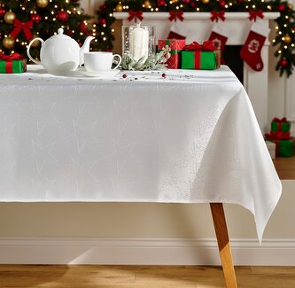 Vánoční ubrus na stůl BRIGHT STAR 145x220 cm bílá