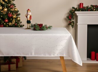 Vánoční ubrus na stůl SHINY FLAKES 145x220 cm bílá s leskem