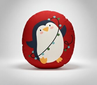 Vánoční tvarovaný polštář XMAS FRIENDS Pan Tučňáček 23x35x7 cm