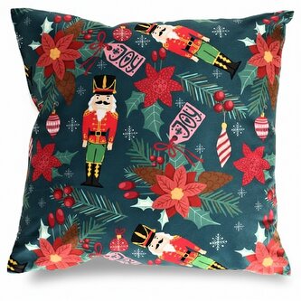 Vánoční polštář NUTCRACKER VIBES 40x40 cm vzor louskáček