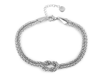 Náramek z nerezové oceli dvojitý s uzlem - 1 ks - 1 stříbrná