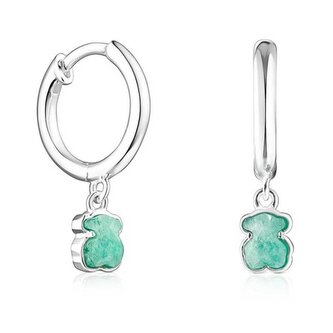 Originální stříbrné visací náušnice s amazonitem 1003386300 Tous