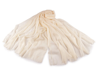 Letní šátek / šála / pléd jednobarevný 90x175 cm - 1 ks - 1 krémová světlá